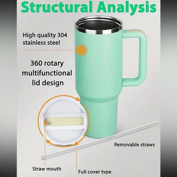 ✨40oz Reusable Vacuum Quencher Tumbler w Straw ✨ Blush Pink Color✨ - Picture 10 of 10